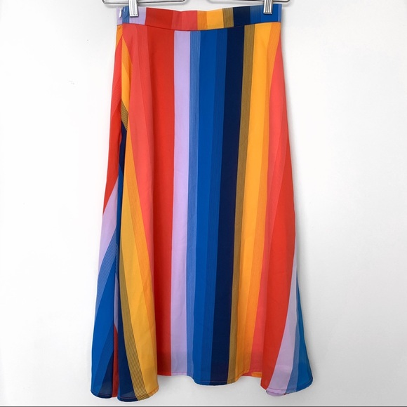 Lulu's End of the Rainbow Multi Striped Midi Skirt - Picture 6 of 10